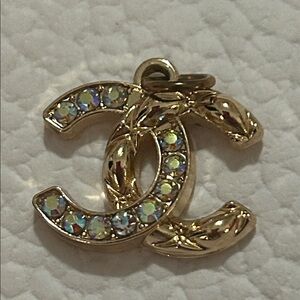 Fashion Jewelry Gold Zipper Pull Charm with Iridescent Accents